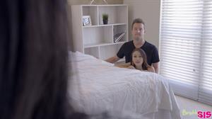 Tiny spinner Jasmine Grey uses lingerie and a fuck me smile to seduce her stepbro into a stiffie ride in her bare pussy