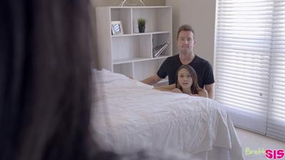 Tiny spinner Jasmine Grey uses lingerie and a fuck me smile to seduce her stepbro into a stiffie ride in her bare pussy