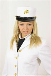  Sexy blonde Sam in pilots uniform with stockings 