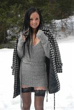  Beathtaking Kate B in a gorgeous grey minidress and stockings. 