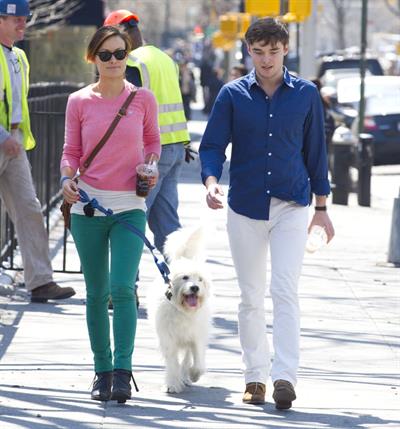 Olivia Wilde walking her dog with a friend in New York City - April 8, 2013 