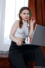 Lana Rose Strips by her Desk