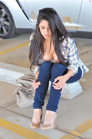 Lilly FTV Nude Pictures Lilly flashes tits and ass outside