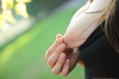 Orianna plays in a public park