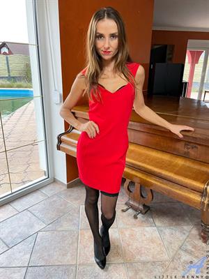 Little Renny Nude Pictures Dressed to impress in her hot red getup that clings to every one of her slim curves Little Renny looks almost good enough to eat.