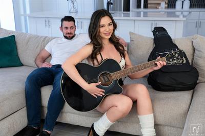 Multitalented beauty Scarlett Alexis shows off her singing skills and then her blowjob and stiffie riding skills