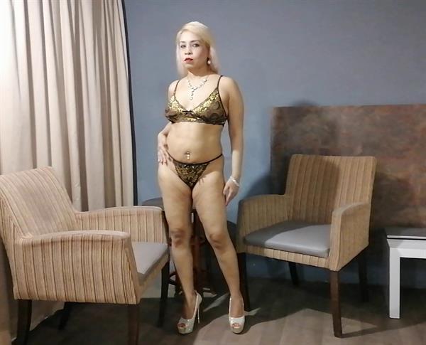 Pornstar Pink Babe in golden metallic lingerie on  Metallic Explicit   adult movie