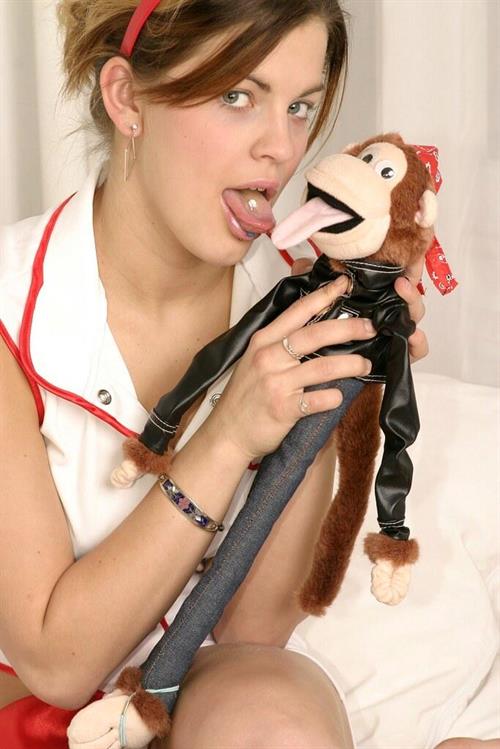 Sara Sexton plays dress up in a nurse uniform